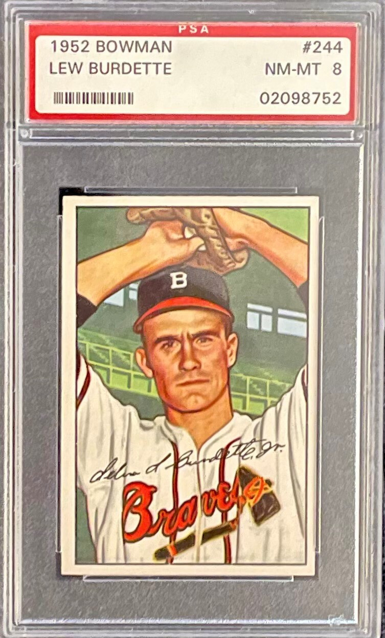 1952 Bowman Lew Burdette #244 PSA 8 NMMT (02098752)