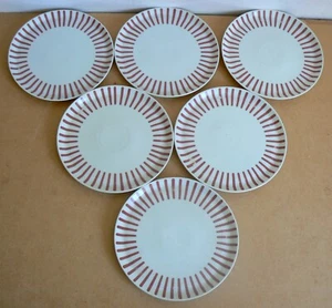 MELITTA ZURICH 6 CAKE PLATES RED STRIPE DECOR Ø 19.5 CM - Picture 1 of 6