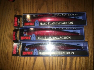 RAPALA FLAT RAP 16's--3 RED PIKE COLORED FISHING LURES=DISCONTINUED - Picture 1 of 1