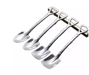 6 Pcs Stainless Steel Shovel Teaspoons - Ice Cream, Coffee, & Dessert Spoons Set - Picture 1 of 8