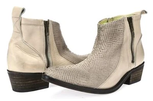 FREE PEOPLE Womens Beige Animal Print Leather Sz 37 Ankle Booties 228991 - Picture 1 of 7