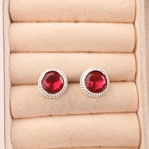 Pendientes colgantes de plata esterlina 925 con piedra rubelita rosa para mujer - Imagen 1 de 6