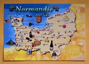 Postcard FR. Normandy Map. France - Picture 1 of 2