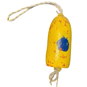 Boya Marina Vintage Barco Pesca Flotador Cuerda Grillete Amarillo Desgastado Muelle Decoración - Imagen 1 de 7