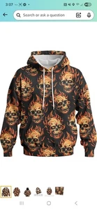 Sweatshirt Black With Orange Skulls Unopened New 4xl - Picture 1 of 4