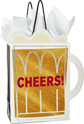 Hallmark 9" Medium Gift Bag with Tissue Paper (Cheers! Gold , Silver , Black  - Image 1 of 4