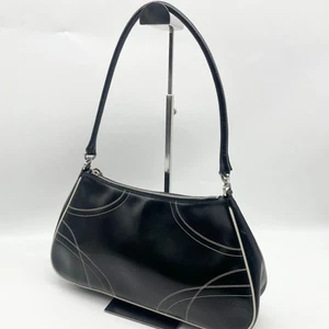 Prada Handbag One Shoulder bag Black Leather Y2K Archive VTG 104 Authentic - Picture 1 of 21