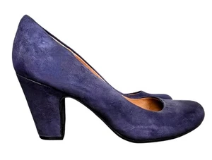 Sofft Comfort Pump Navy Blue Suede Leather Women 10 Block Heel - Picture 1 of 9
