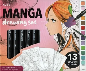 MANGA ZEICHNUNGSSET 36-TEILIG Ausmalset Malbuch - Bild 1 von 2