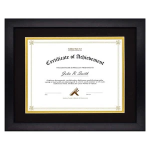 , 11x14 Diploma Frame for 8.5x11 Document & Certificates, Solid Wood, Real Gl... - Picture 1 of 7
