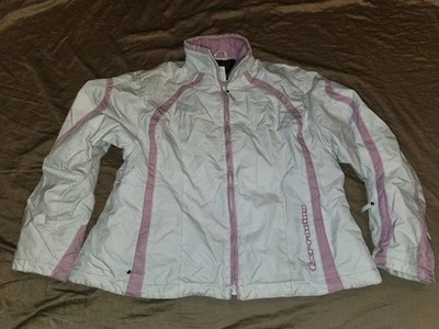 Fxr Racing 女式 20 码白色和粉红色雪地摩托车夹克户外 — 第 1/4 张图片