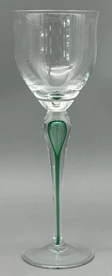 2 Mikasa Crystal Julliard Emerald Wine Glasses Green Bubble Stem Elegant Design - Image 1 of 4