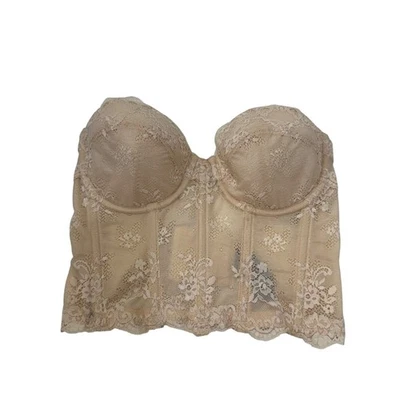 Sujetador Bustier 32C Beige Ajustable Cierre Trasero Dominique Mujer Encaje Longline Foto 1 de 4