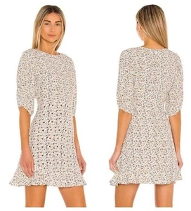 Faithfull the Brand Sidonie Mini Dress Size 6 Aurelia Off White Chestnut - Picture 1 of 7