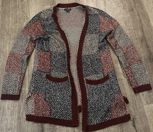 Lucky Brand Alpaka Wełna Mieszanka moherów Krata Otwarty przód Kardigan Sweter Small - Zdjęcie 1 z 9