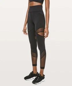 LULULEMON Legging Forget The Sweat Tight 25" Mesh Fabric Panels SIZE 2 Black NEW - Picture 1 of 8