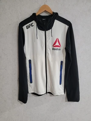 UFC Reebok Fight Night Walk Out Hoodie Mens S Black White Full Zip Sweatshirt - Image 1 of 4