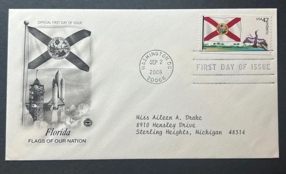 FLORIDA FLAG SEP 2 2008 WASHINGTON DC ARTCRAFT FIRST DAY COVER (FDC) - Image 1 of 1