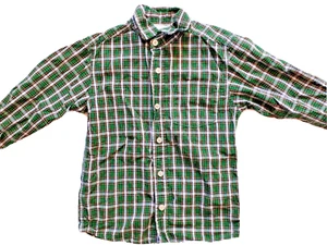 Oshkosh Boys Button Down Shirt Green Navy Plaid Long Sleeve Holiday Christmas 6 - Picture 1 of 13
