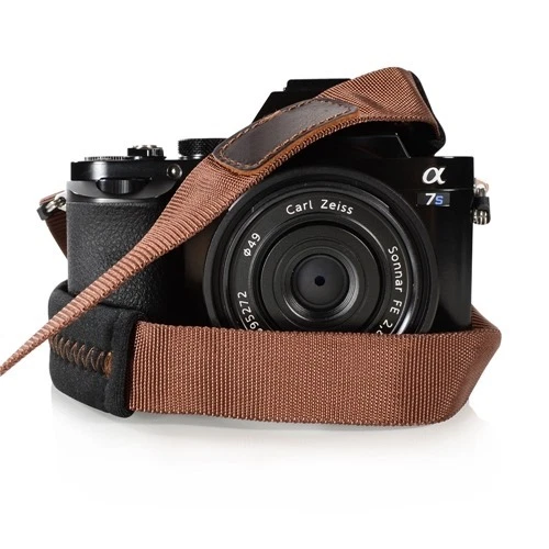 Padded Neck Shoulder Strap with Brown Grosgrain Ties Fujifilm Sony Nikon Canon.. - Image 1 of 1