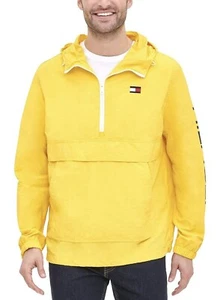 Tommy Hilfiger Wind Jacket Men’s Size S Kangaroo Pocket Zip on Side YellowStone - Picture 1 of 23