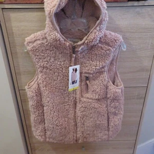 NEW Weatherproof Vintage Rose Fuzzy Sherpa Zip Front Hoodie Vest Women’s Sz S - Picture 1 of 15