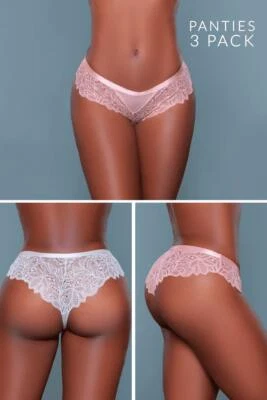 Calcinha BeWicked Wren 3 peças cintura baixa atrevida com design de renda floral elástico na cintura - Imagem 1 de 4