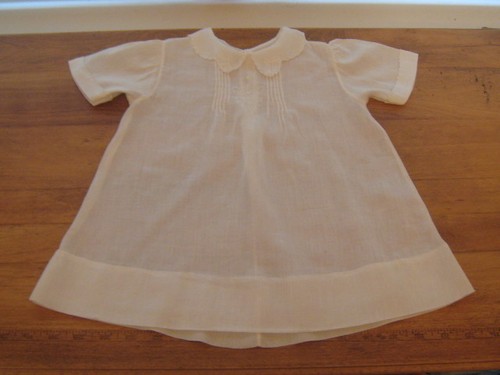 OFF WHITE VESTITO COLLARE E DAVANTI BAMBINO VINTAGE BIANCO SPORCO 1940 CON RICAMO