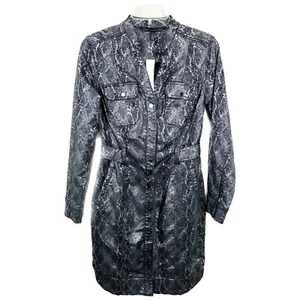 White House Black Market NEW foil reptile Stretch Shirt dress Black Size 4 - Picture 1 of 12