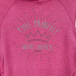Reebok L Pink Pullover Hoodie "This Princess Wears Sneakers" Glitter Graphic - Picture 1 of 9
