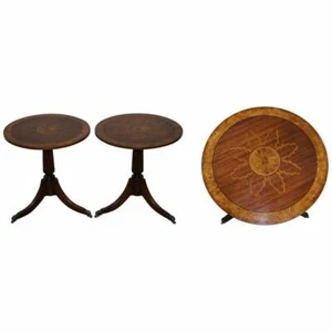 SUBLIME PAIR OF BURR WALNUT MARQUETRY INLAY LARGE SIDE TABLES LION PAW CASTORS - Picture 1 of 12