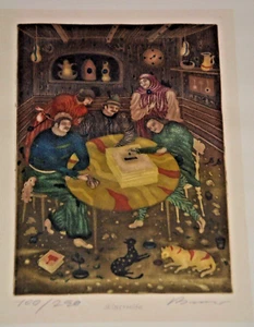 Arik Brauer - Farbradierung ' Selbsthilfe ' - 100 von 250 - Bild 1 von 2