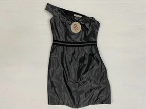 Neu mit Etikett BCBGENERATION schimmernd schwarz einschulteriges Minikleid Party Damen Größe 6 - Bild 1 von 7