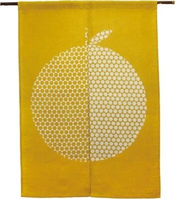 Niigata Noren Japonés Algodón Lino Puerta Cortina Kikko Ringo Manzana Mostaza Envío Gratis Foto 1 de 4