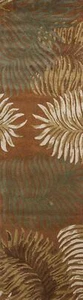 8' Rust Orange Hand Tufted Tropical Leaves Indoor Runner Rug - Picture 1 of 5