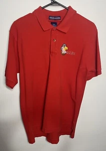 Polo uomo vintage Fruit Of The Loom rossa con bottoni e logo Eagles Y2K taglia media - Foto 1 di 5
