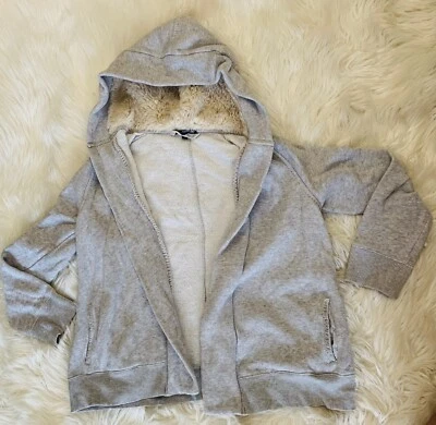 Cárdigan abierto con capucha gris Gap para mujer talla XS piel sintética Foto 1 de 4