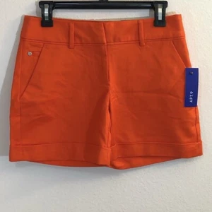 NWT Apt 9 Size 2 Preppy Orange Cuffed Shorts Pockets Summer Beach Vacation Pool - Picture 1 of 5