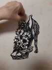 Ausgeschnittene Silhouette Handarbeit Kunst Blumendekoration High Heels aus Japan