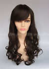 Mix Brown Long Curly Wave Wig Synthetic Hair Bangs Girl Women Cosplay Full Wigs