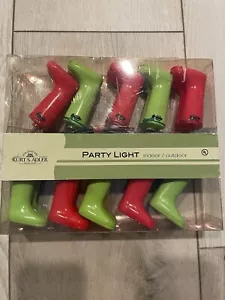 Kurt Adler Rubber Boot String Lights 10pc. Set Indoor Outdoor Red Green NEW - Picture 1 of 4