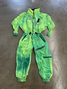 Sims Pure Juice Mens Vintage Rare Bright Green Tie Dye Unlined Snowboard Suit XL - Picture 1 of 11