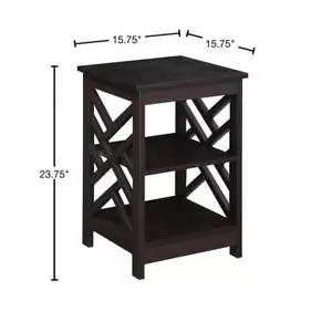 Convenience Concepts End Table 23.75" H X 15.75" W, Square MDF Brown W/ Shelves - Picture 1 of 4