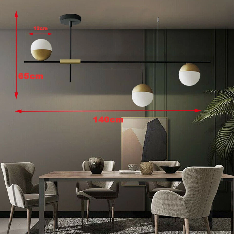 Candelabro bolha linear moderno 3 luzes pingente bola de vidro luminária de teto - Imagem 1 de 4