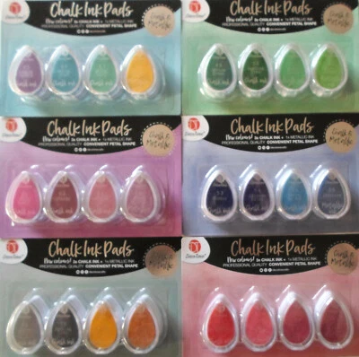 DECOTIME 4 Stempelkissen Chalk Ink Pads Kreide Tinte Metallic Tintenkissen DIY-Projekte