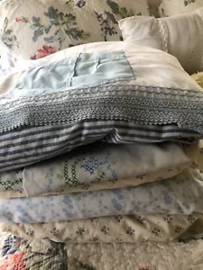 Lot Vintage Blue Linens Martha Stewart Laura Ashley Farmhouse Cottage Chic - Picture 1 of 5