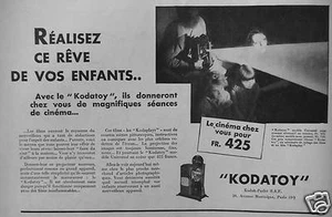 PUBLICITÉ 1931 KODAK AVEC LE KODATOY LE CINÉMA CHEZ VOUS POUR 425 FrS - Imagen 1 de 1