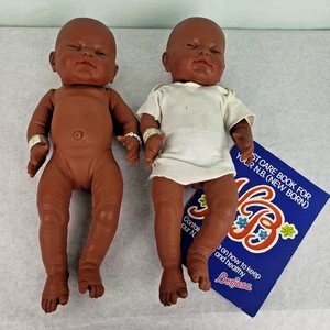 Pair of Vintage BERJUSA Newborn Baby Dolls African American Baby Girls - Picture 1 of 13