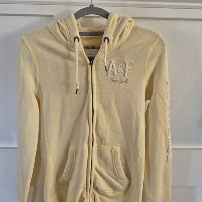 Sudadera con capucha vintage Y2K Abercrombie & Fitch cremallera mantequilla para mujer talla mediana 0239 Foto 1 de 4