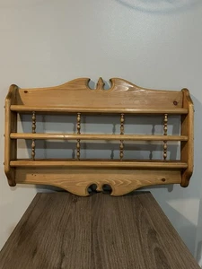 "Estante de pared vintage de madera con husillo de 3 niveles 25""" - Imagen 1 de 8